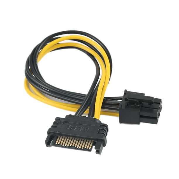 Dual 15-Pin SATA Power to 6-Pin PCI-E PCI Express Adapter Cable Wire for Video Card 